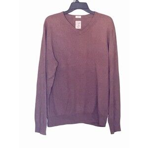 Article 365 Sweater Medium Mens Long Sleeve Cotton Cashmere Blend Brown V Neck